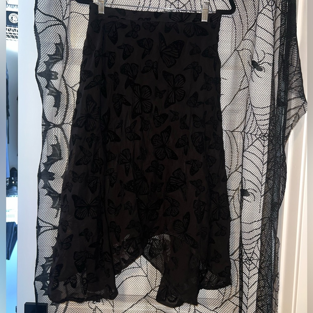 Black Butterfly Velvet Patterned Skirt